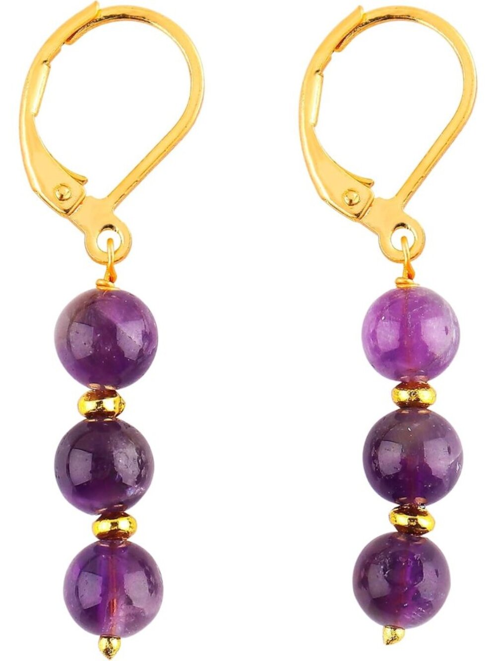 Natural Crystal Bead Leverback Earrings, Gemstone Jewelry for Energy Healing